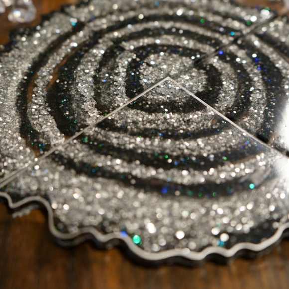 Silver& black glitter - Resin Coasters - Set of 4 - Picture 2 of 7